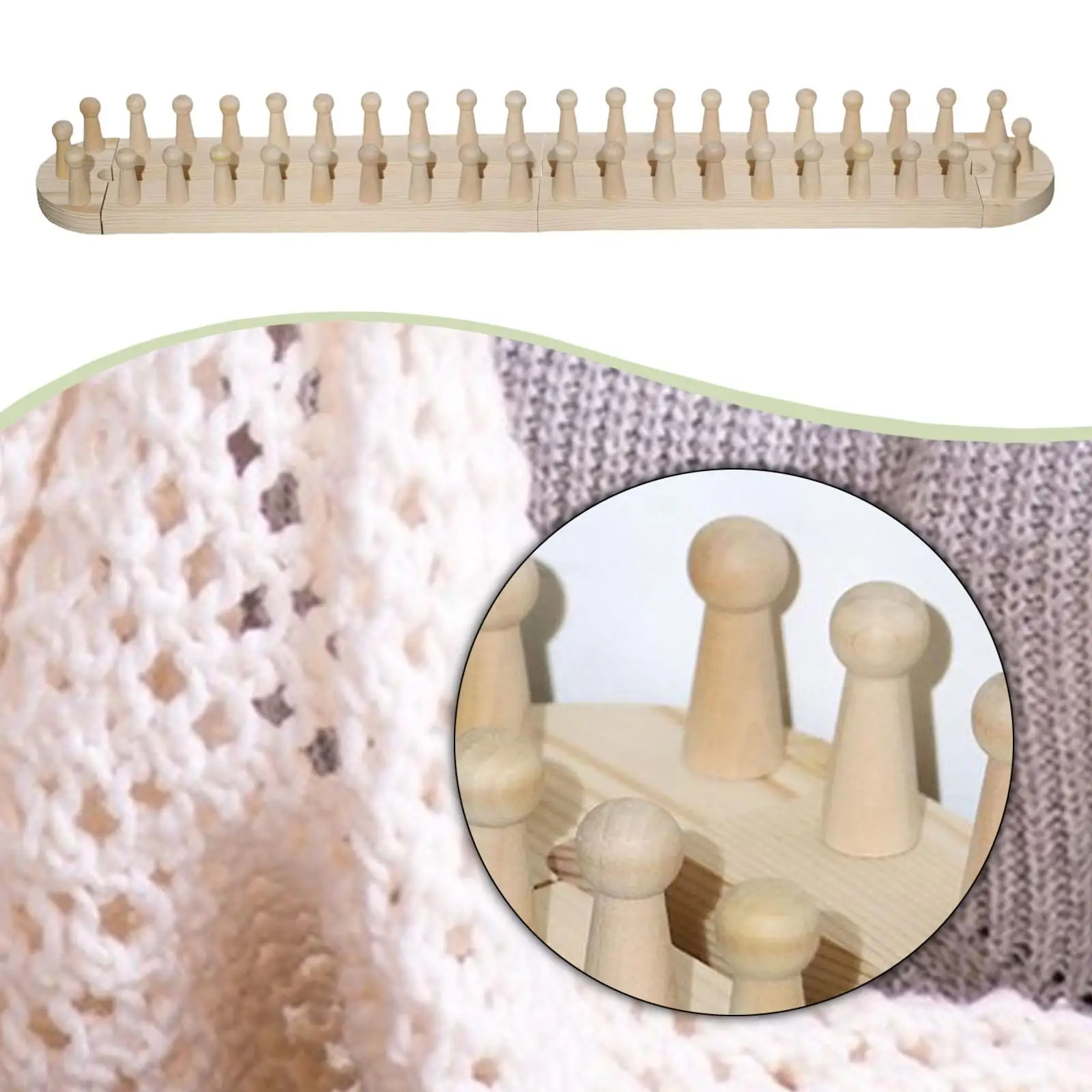 Manta de madera amigable para principiantes, telar de tejer, marco de clavija ajustable para proyectos de manualidades de hilo grueso DIY - imagen 4