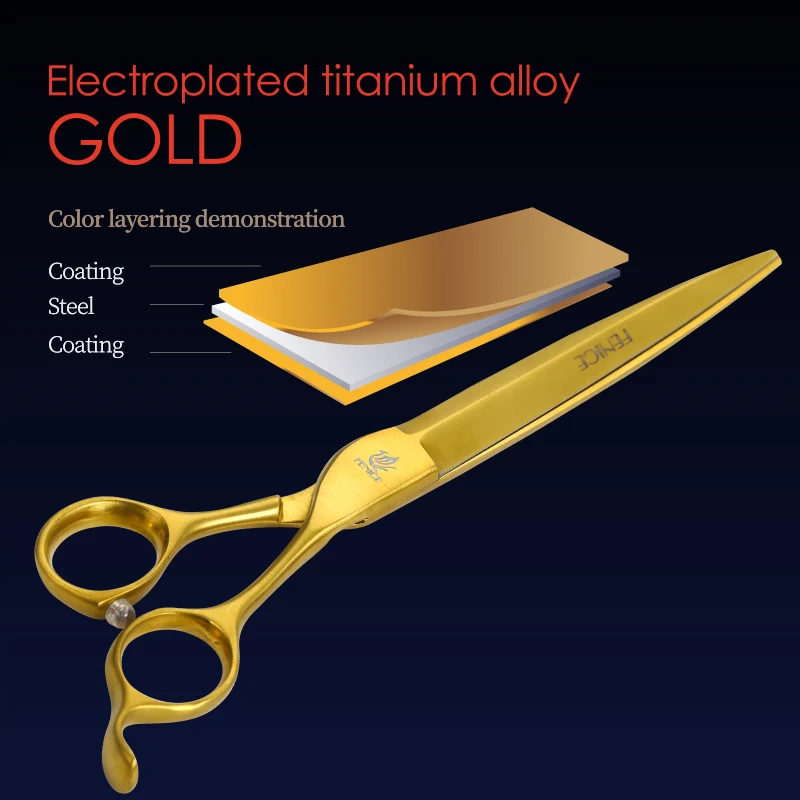 Fenice-Tijeras profesionales de acero VG10 de 7,25 pulgadas para perros, hoja dentada para el cuidado de mascotas, tijeras rectas para perros - imagen 5