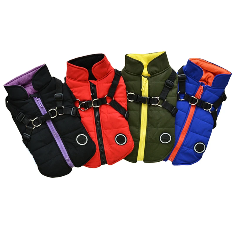 Ropa con arnés para perro, chaqueta para cachorro, Abrigo acolchado a prueba de viento para Chihuahua, Bulldog Francés, Yorkie, disfraz, suministros para mascotas - imagen 5
