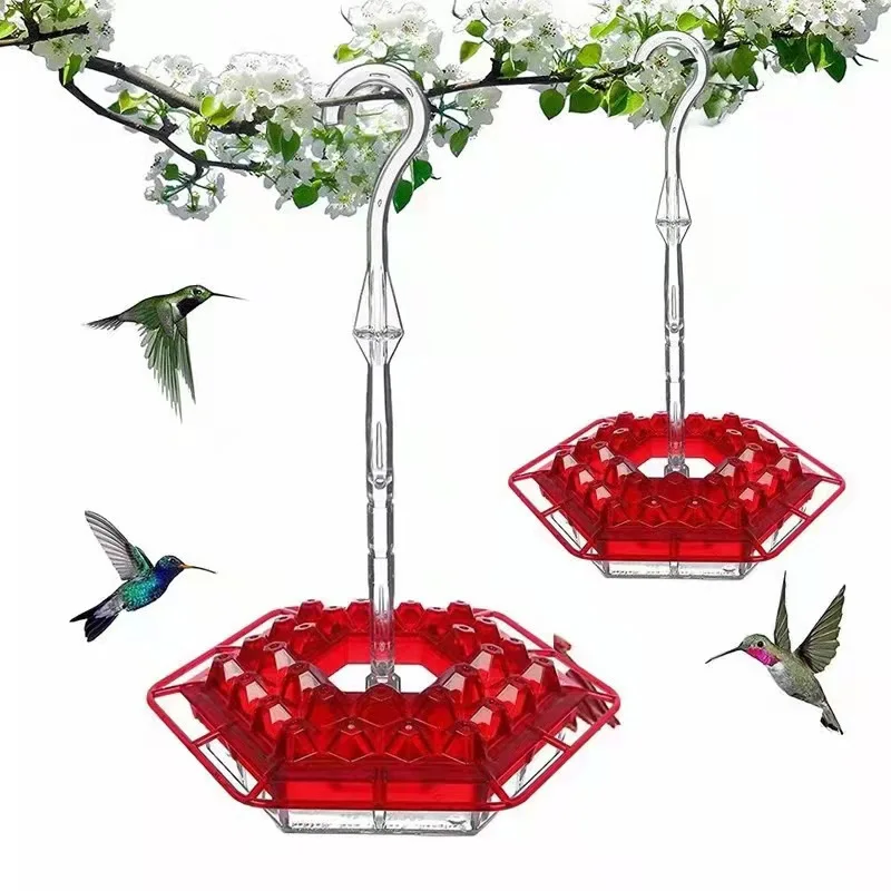 Comedero para pájaros salvajes, comedero Hexagonal colgante con gancho, comedero para colibríes, comedero para pájaros de jardín, dispensador de agua para bosque de mascotas, 1 ud. - imagen 3
