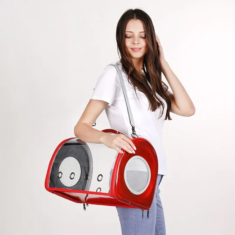 Nuevo Bolsa de transporte para mascotas transpirable porosa para exteriores, bolso para mascotas con espacio transparente, bolsas de viaje para gatos - imagen 3