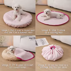 Cama refrescante redonda de seda fría para gatos y perros pequeños