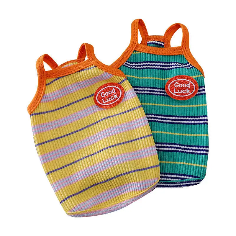 Chaleco fino a rayas de primavera para mascotas, chaleco protector solar transpirable para gatos, ropa para perros pequeños - imagen 5