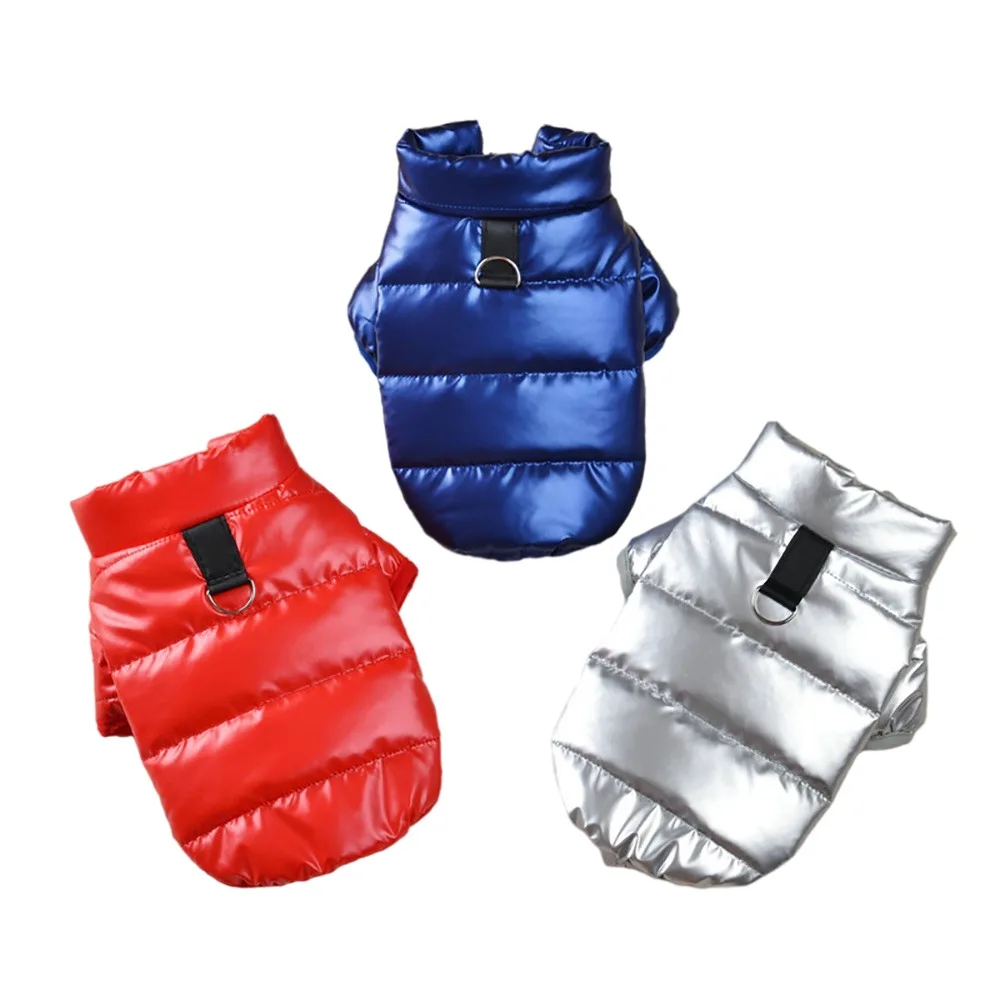 Ropa brillante de cuero PU para perros pequeños, chaqueta para cachorros, abrigo impermeable para perros, disfraz cálido de invierno para mascotas, trajes para Chihuahua Shih Tzu - imagen 3