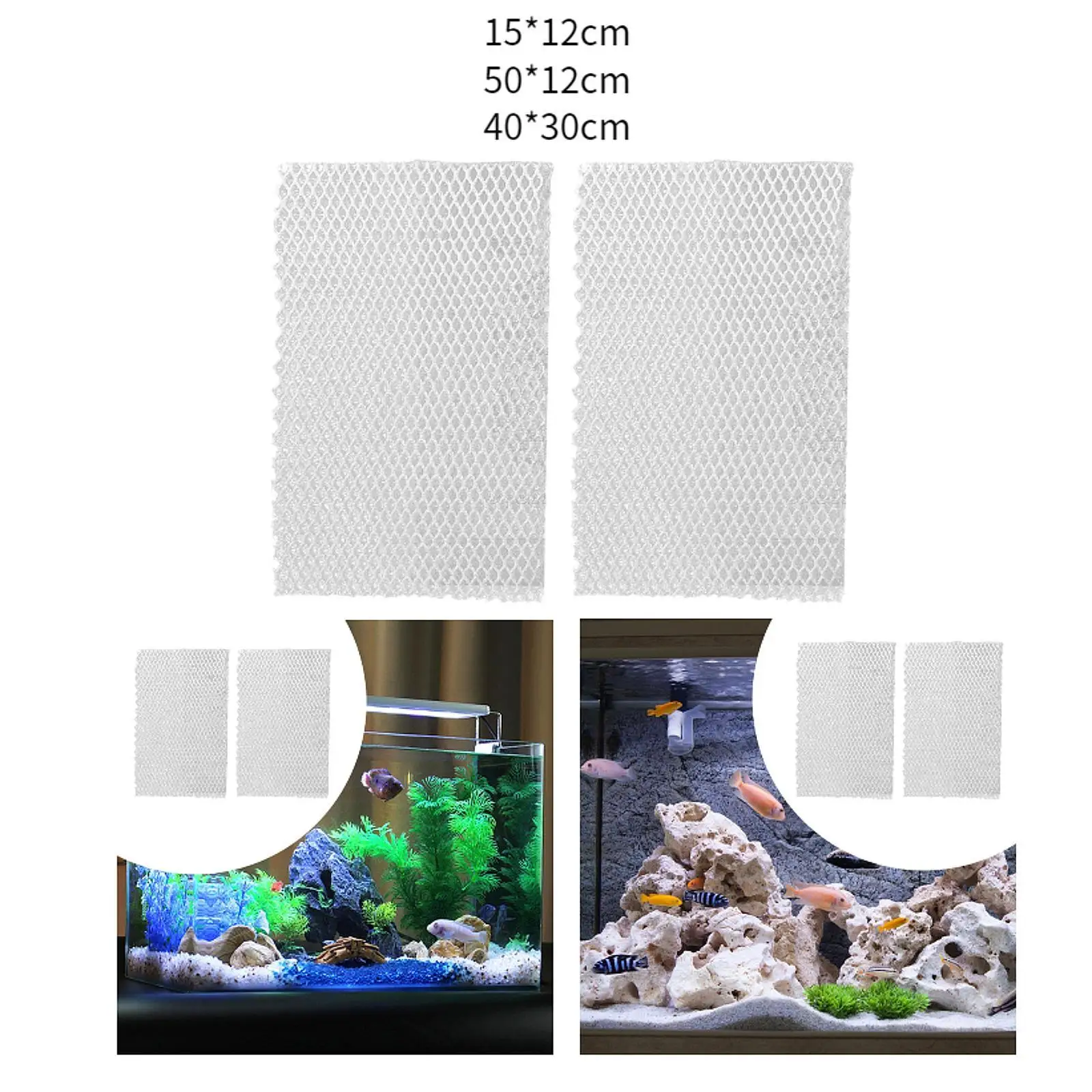2x Aquarium Filter Cotton Fish Tank Filter without Blocking Water Multifunction