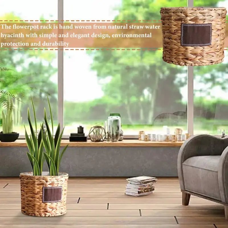 Cesta de maceta tejida a mano Natural, organizador elegante respetuoso con el medio ambiente para jardín, dormitorio y balcón - imagen 2