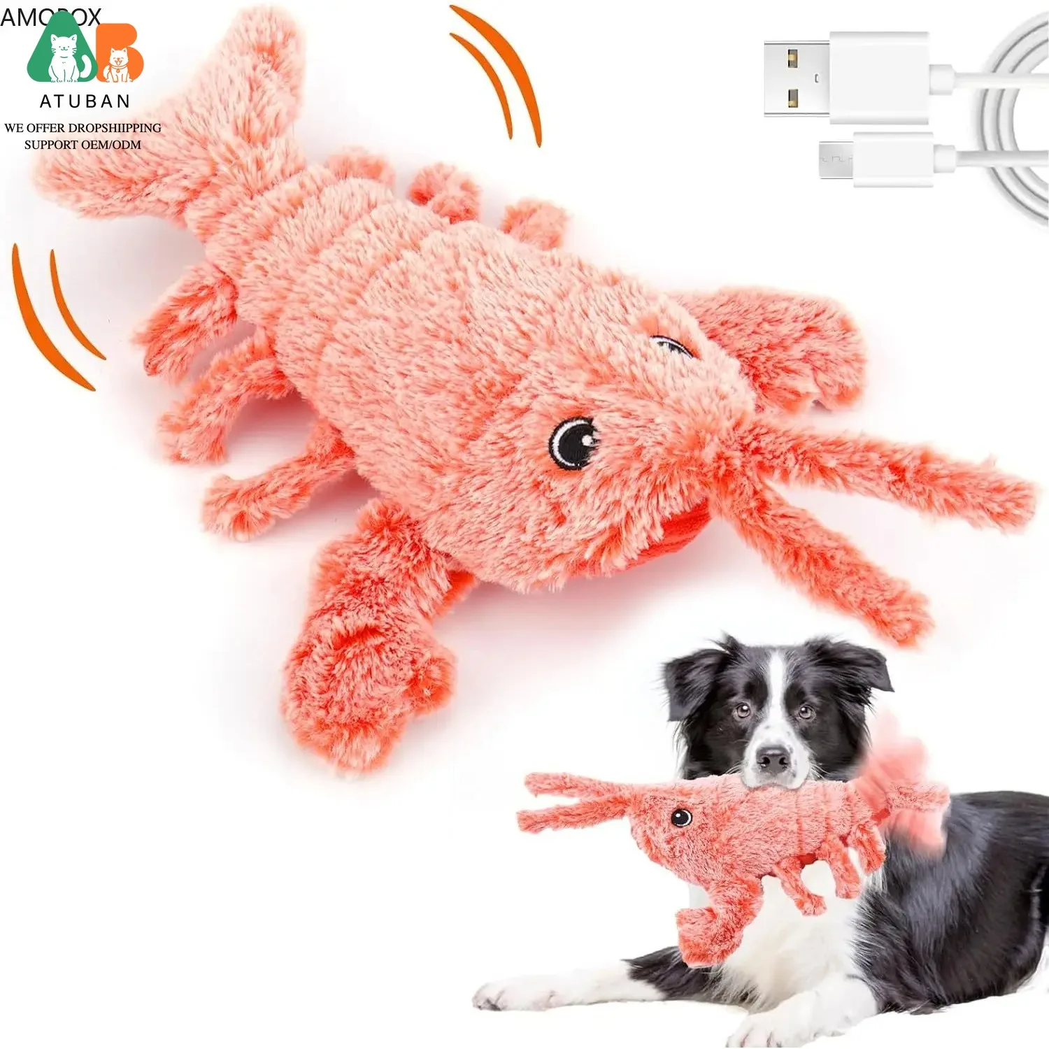 Juguete langosta recargable para gatos y cachorros – Felpa suave