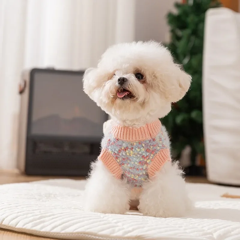 Invierno 1/pic suéter para perros Teddy pareja traje ropa maltés cálido pequeño oso jersey vestido para mascotas perro pequeño suéter de punto de moda - imagen 3