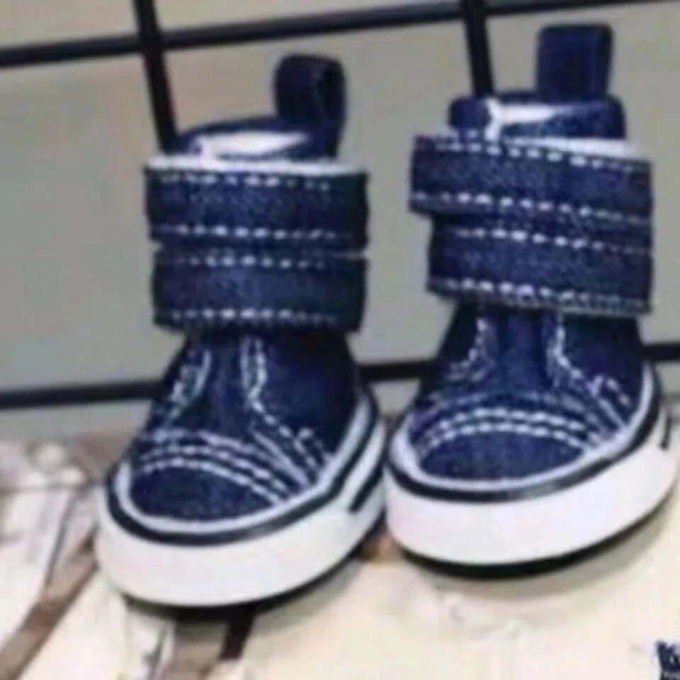 4 unids/set de zapatos de lona para perros, zapatos profesionales transpirables para perros al aire libre, calcetines antideslizantes para cachorros, zapatos antideslizantes para cachorros - imagen 4