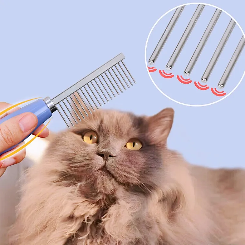 Cepillo doble cara para perros y gatos - Mango cómodo de acero - imagen 4