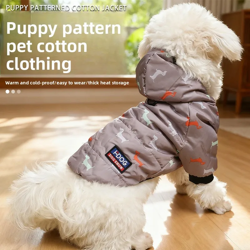 Ropa de invierno para mascotas, ropa gruesa y cálida con capucha de dos patas, ropa acolchada de algodón para perros, suministros para perros engrosados