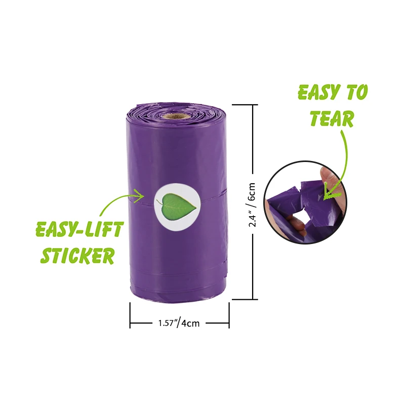 Bolsas para caca de perro y gato, con mango Degradable, respetuosas con el medio ambiente, accesorios de limpieza para cachorros, 5/8/15/30 rollos - imagen 2