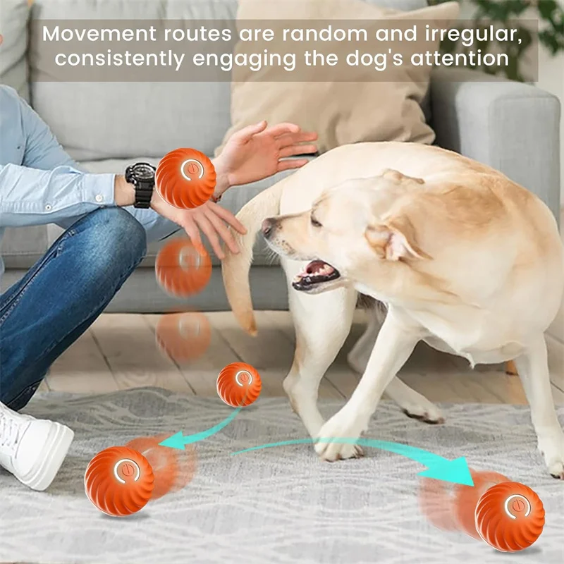 Pelota de juguete inteligente para perros, juguete interactivo electrónico para mascotas, pelota móvil USB, rebote automático para cachorros, regalo de cumpleaños, productos para gatos - imagen 2