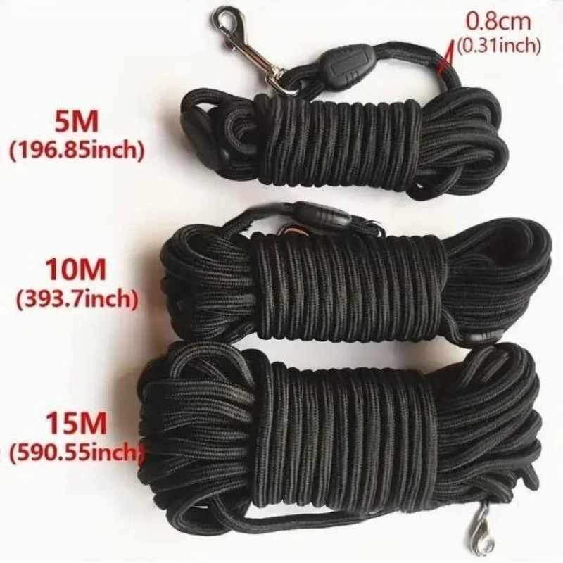 Correa larga resistente para perros, cuerda de entrenamiento de seguimiento reflectante de 5M/10M/15M para recuerdos al aire libre, caminar y entrenar (nylon de 8mm de espesor) - imagen 2