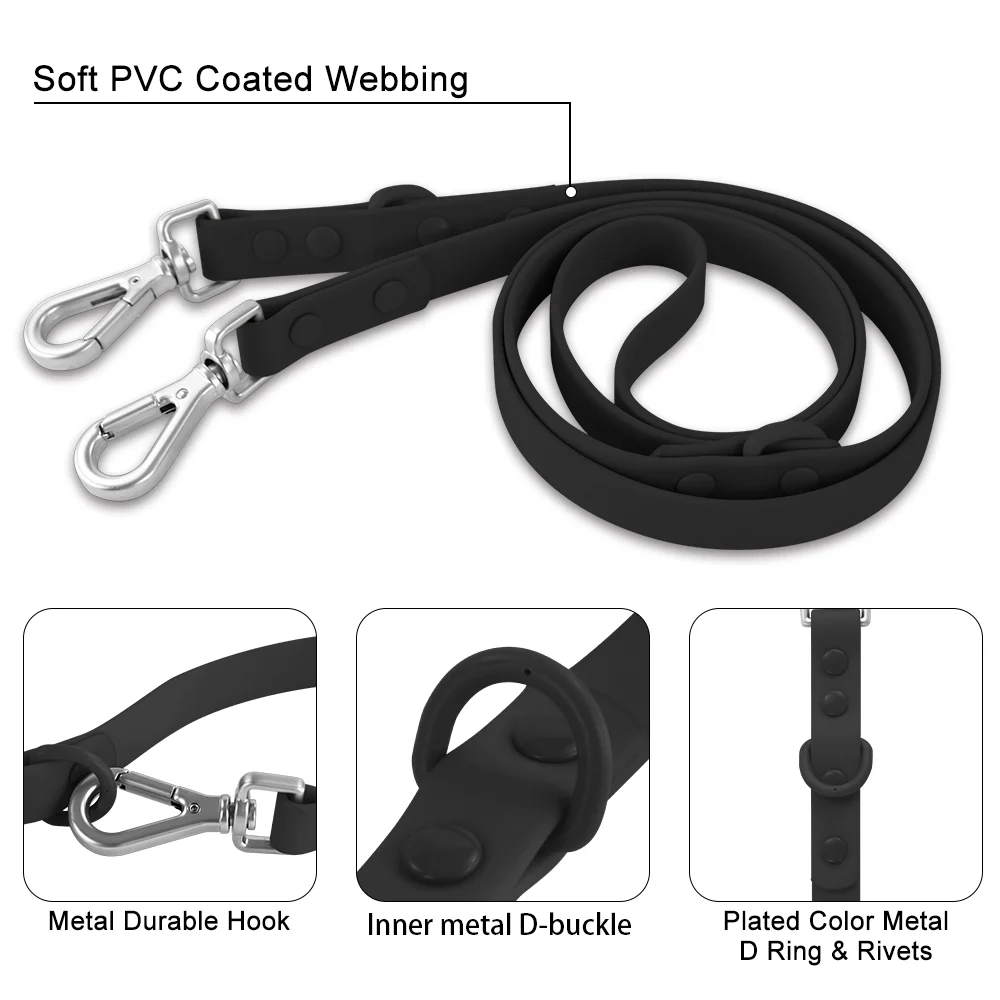 Correa doble para perro de PVC, conjunto de arnés y correa para perro cómodo y transpirable, collares con correa para el pecho ajustables, arneses y correas - imagen 5