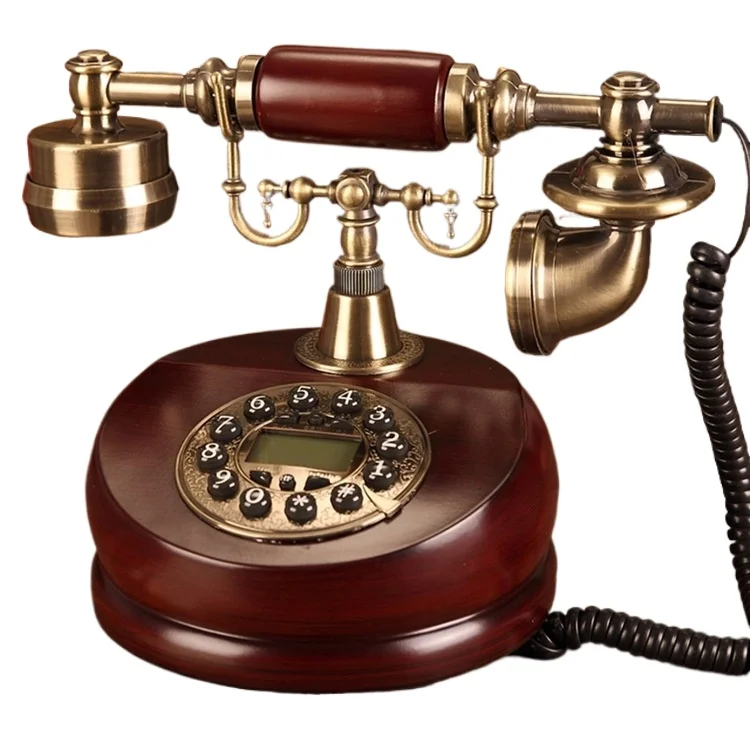 Teléfono decorativo retro de imitación madera estilo europeo antiguo - imagen 5
