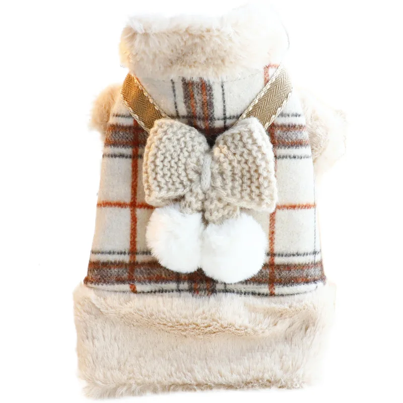 Vestido grueso de princesa para cachorros, ropa cálida de invierno para perros con lazos de pompón para perros pequeños, Chihuahua, Bichon Schnauzer, ropa para perros - imagen 5