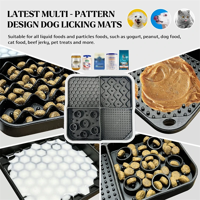 Alimentador lento 2 en 1, rompecabezas para golosinas de perros, estera para lamer, cuencos para gatos con tazas antideslizantes, almohadilla para olfatear de silicona, plato para mascotas para alimentos secos/húmedos - imagen 5