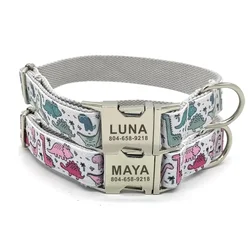 Collar personalizado de dinosaurio para perro con grabado gratis