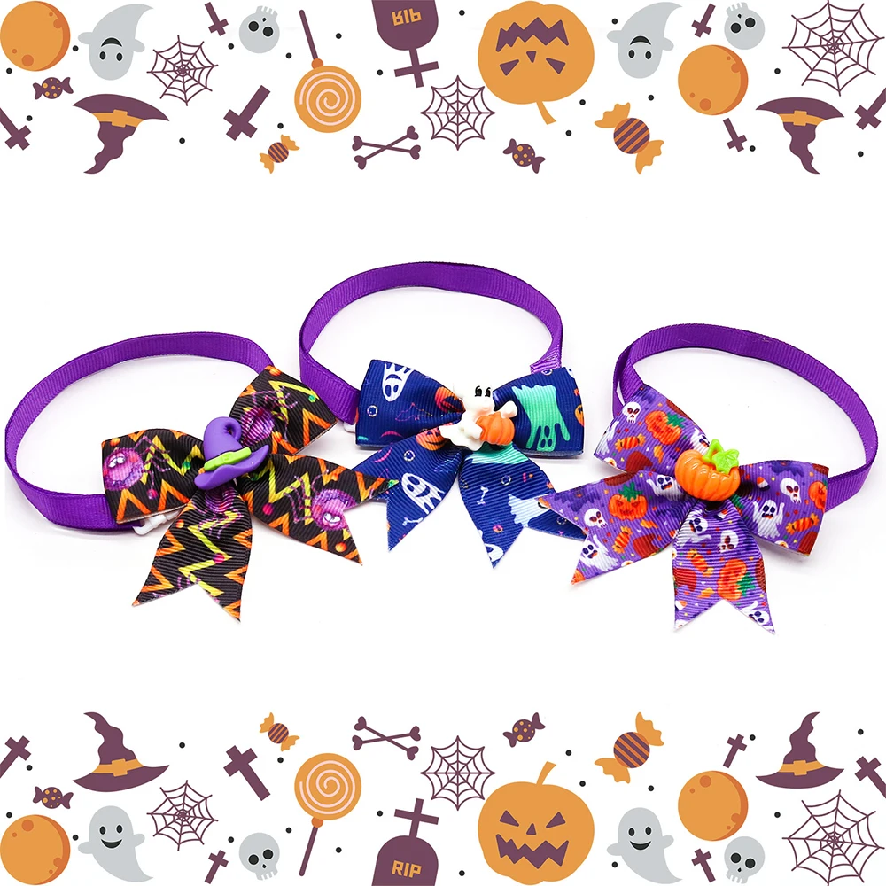 Pajarita para perro pequeño y gato, suministros para Halloween, corbatas para mascotas, accesorios para perros pequeños, 50/100 Uds. - imagen 4