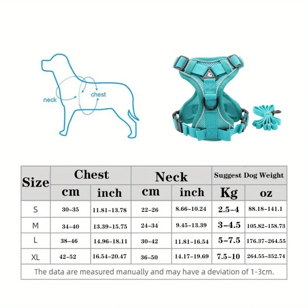 Juego de arnés y correa para perros sin tirones, chaleco con arnés ajustable para mascotas para perros pequeños, gatos, correa reflectante para el pecho para perros, caminar con plomo - imagen 2