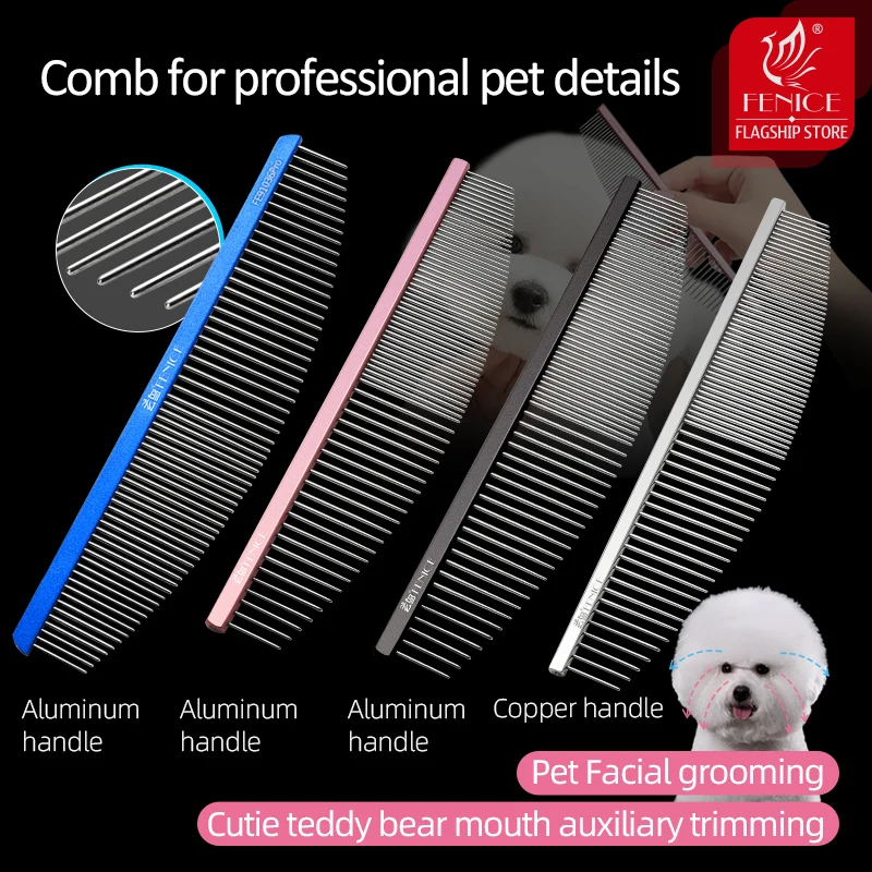 Peine estilo Luna Fenice para el cuidado de mascotas, peine individual de Metal de aluminio para perros, peine de acero inoxidable para perros y gatos, cepillo para el pelo