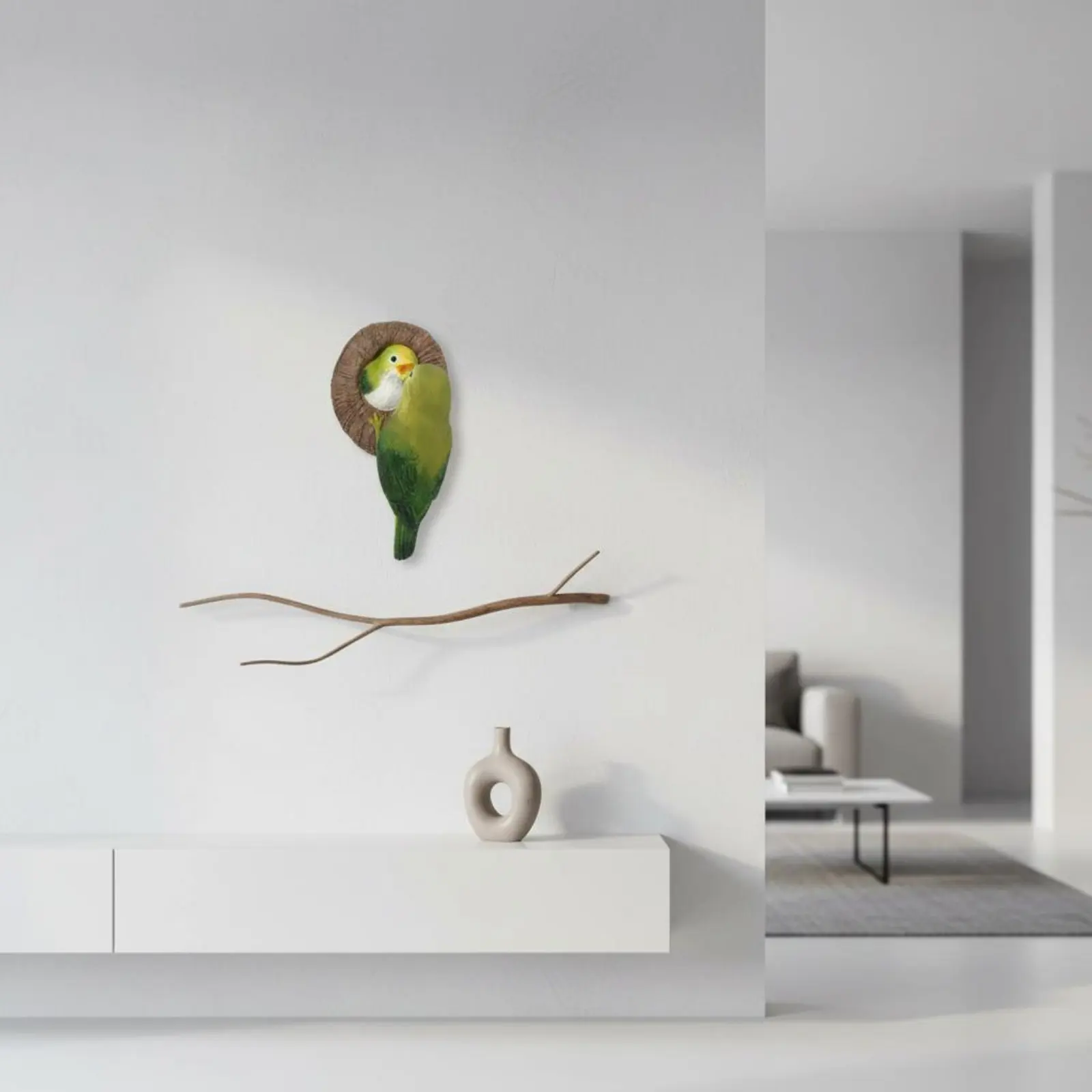 Escultura decorativa resina pájaro alimentando cría para jardín - imagen 4