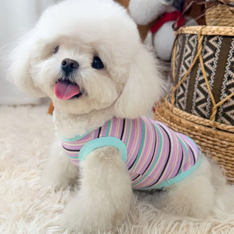 Sudadera con capucha a rayas sin mangas veraniega para perros y gatos - imagen 5