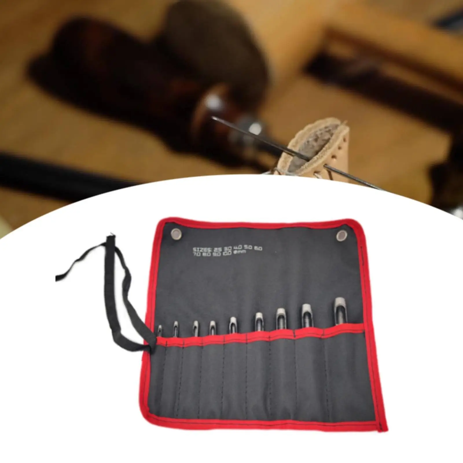 9 Pieces Hollow Leather Hole Punch Set Portable Precision Design User Friendly Multipurose 2.5mm-10mm with Canvas Bag for Belts