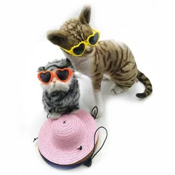 Sombrero para el sol para mascotas - Sombrero de paja mexicano para perros y gatos pequeños y medianos, disfraz de fiesta en la playa y protección solar