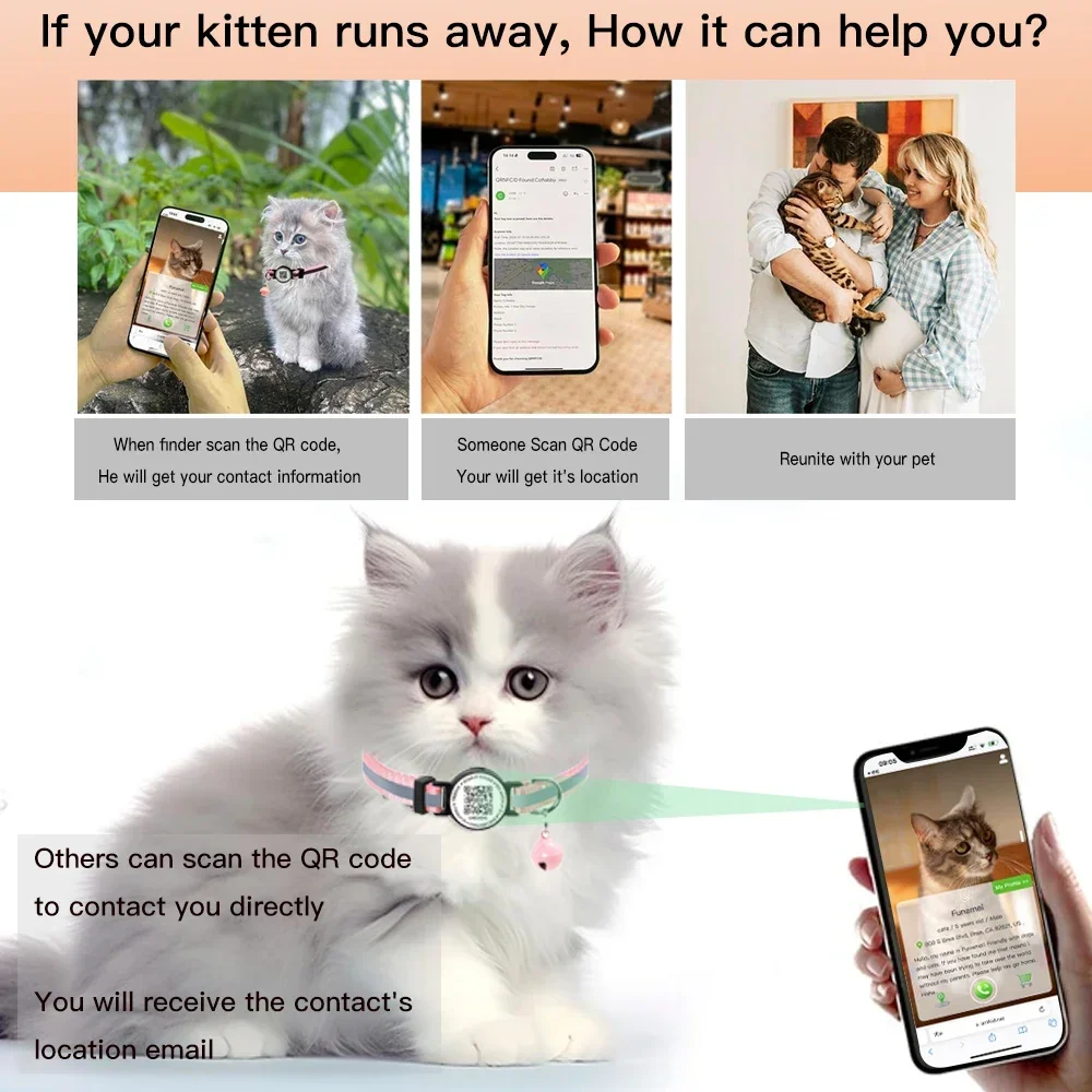 Etiqueta de gato con código QR, Collar para gatito, etiqueta de nombre para gatos, etiqueta de código qr para mascotas, accesorios para gatos, coleira com código qr - imagen 4