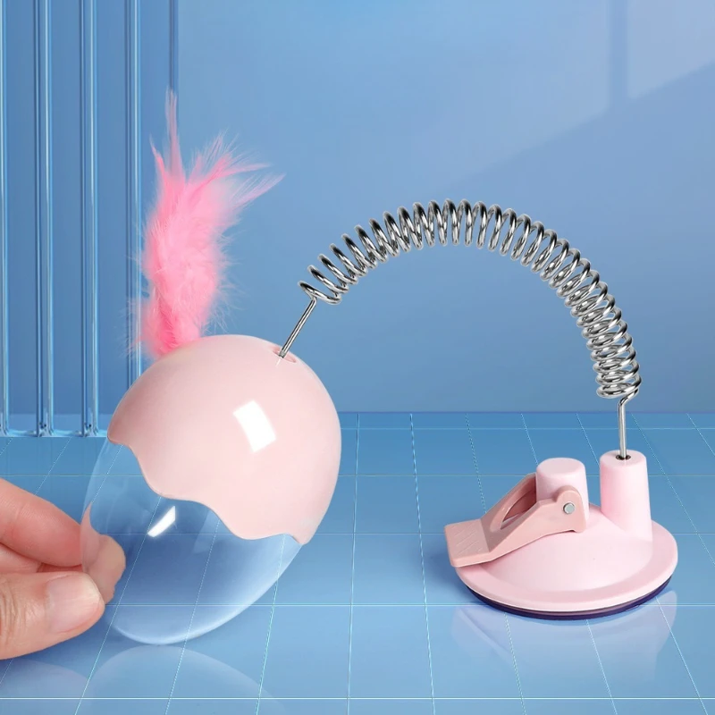 Alimentador para mascotas, juguete para gatos, ratón, dispensador de fugas rodante de comida, cuenco, campana, pluma, juguete interactivo para gatitos, accesorios de entrenamiento para gatos - imagen 5