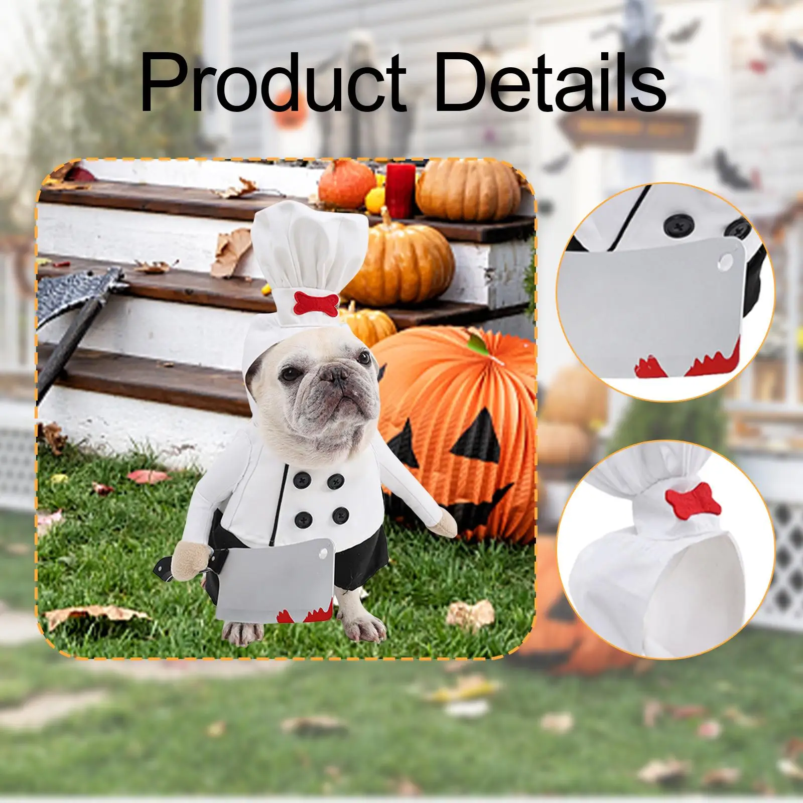 Conjunto de disfraz de sombrero de chef para mascotas, ropa de Halloween para mascotas, ropa para festivales y vacaciones