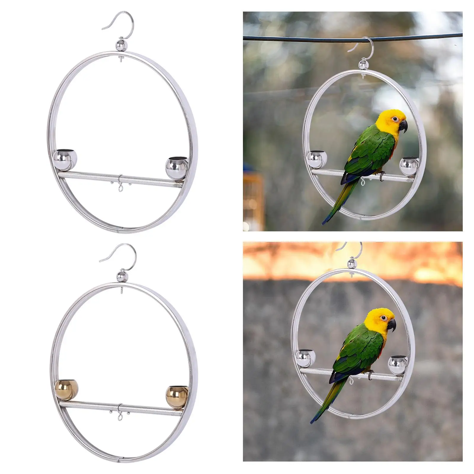 Soporte para loros, estante para juguetes de actividades, soporte para pájaros para periquitos, canarios, piñones - imagen 4