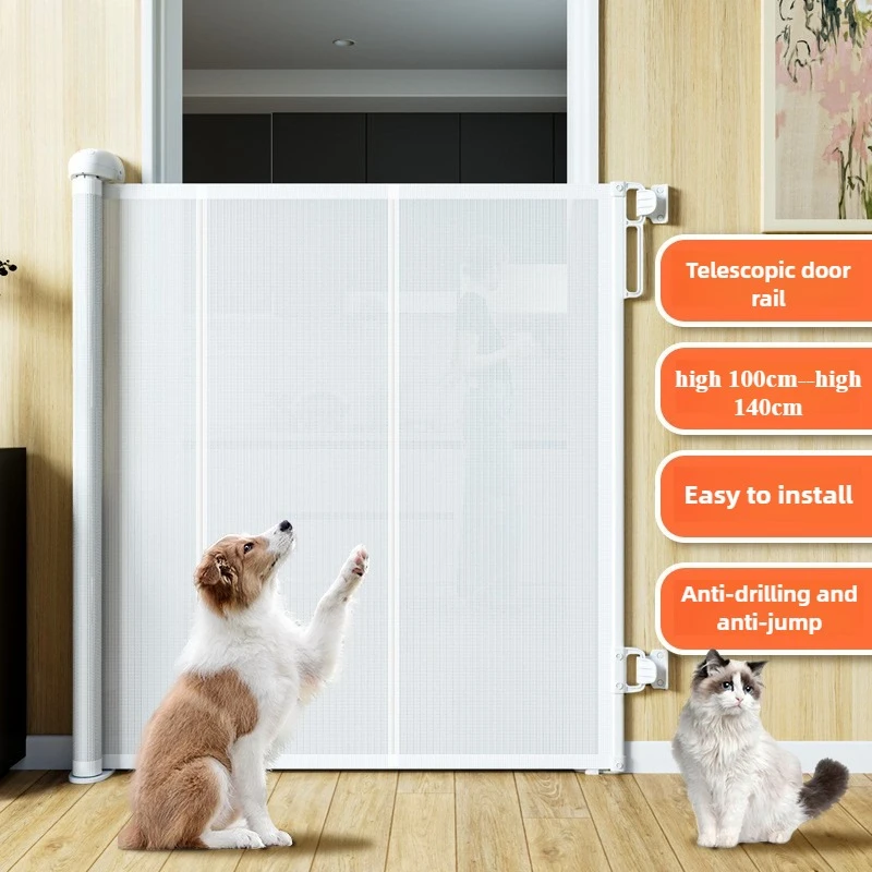 Valla de puerta para mascotas de 140Cm de alto, barandilla de puerta antiperforación elevada, valla anti-gato, vallas para perros, productos para mascotas