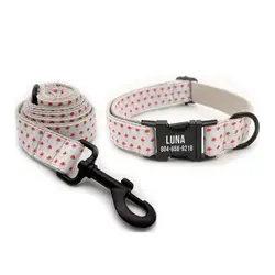 Collar y correa para perro con grabado - Diseño seta roja