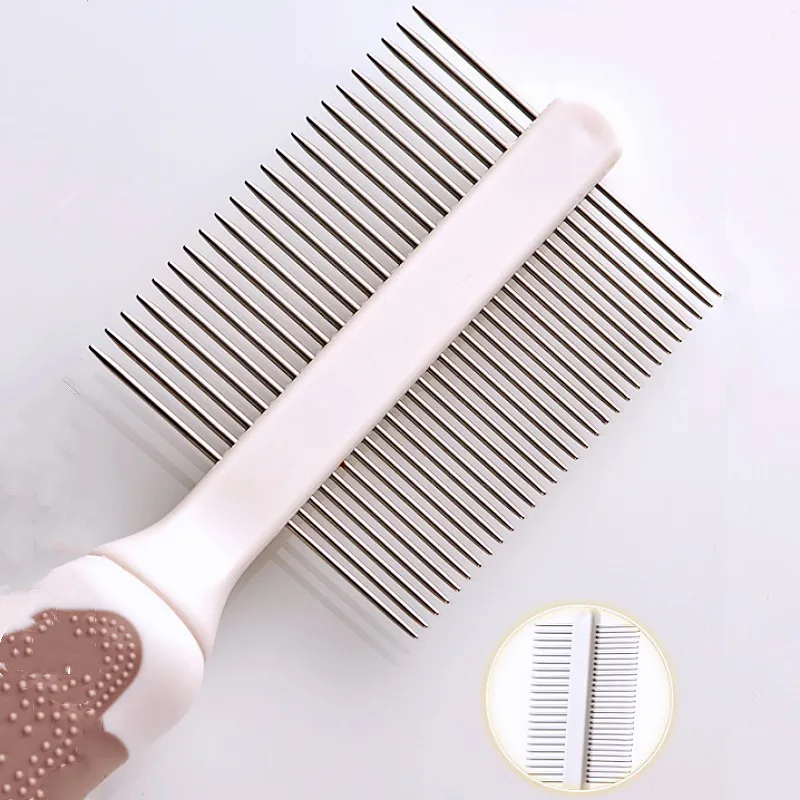 Peine para perros, cepillo para perros de doble cara, removedor de pelo para mascotas, cepillo de masaje para gatos, peines de acero inoxidable para cepillos de aseo para perros, suministros para mascotas - imagen 2