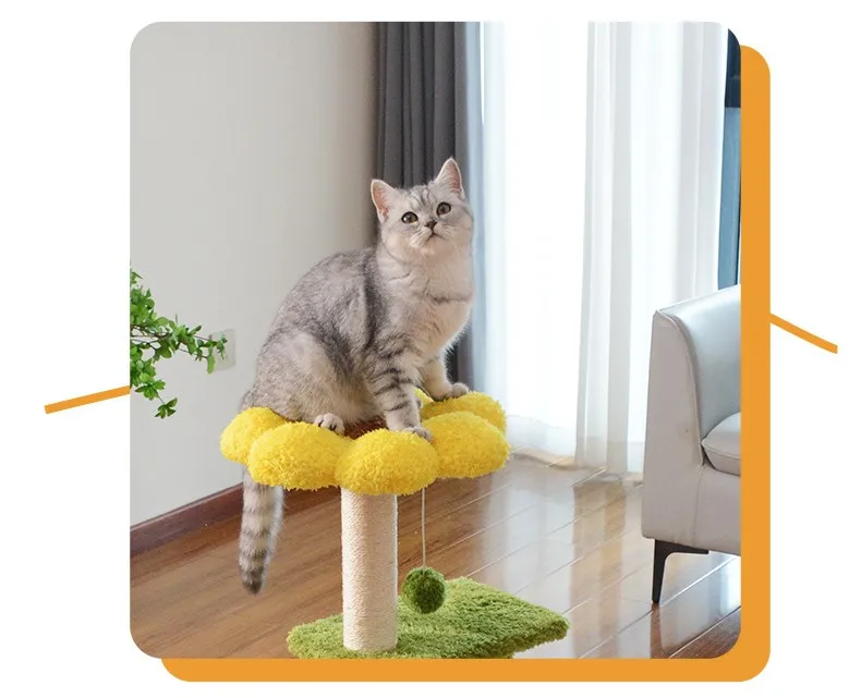Rascador con forma de girasol visto frontal