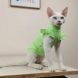 Chaleco verde con mangas para gato Sphynx – Ropa ligera primavera