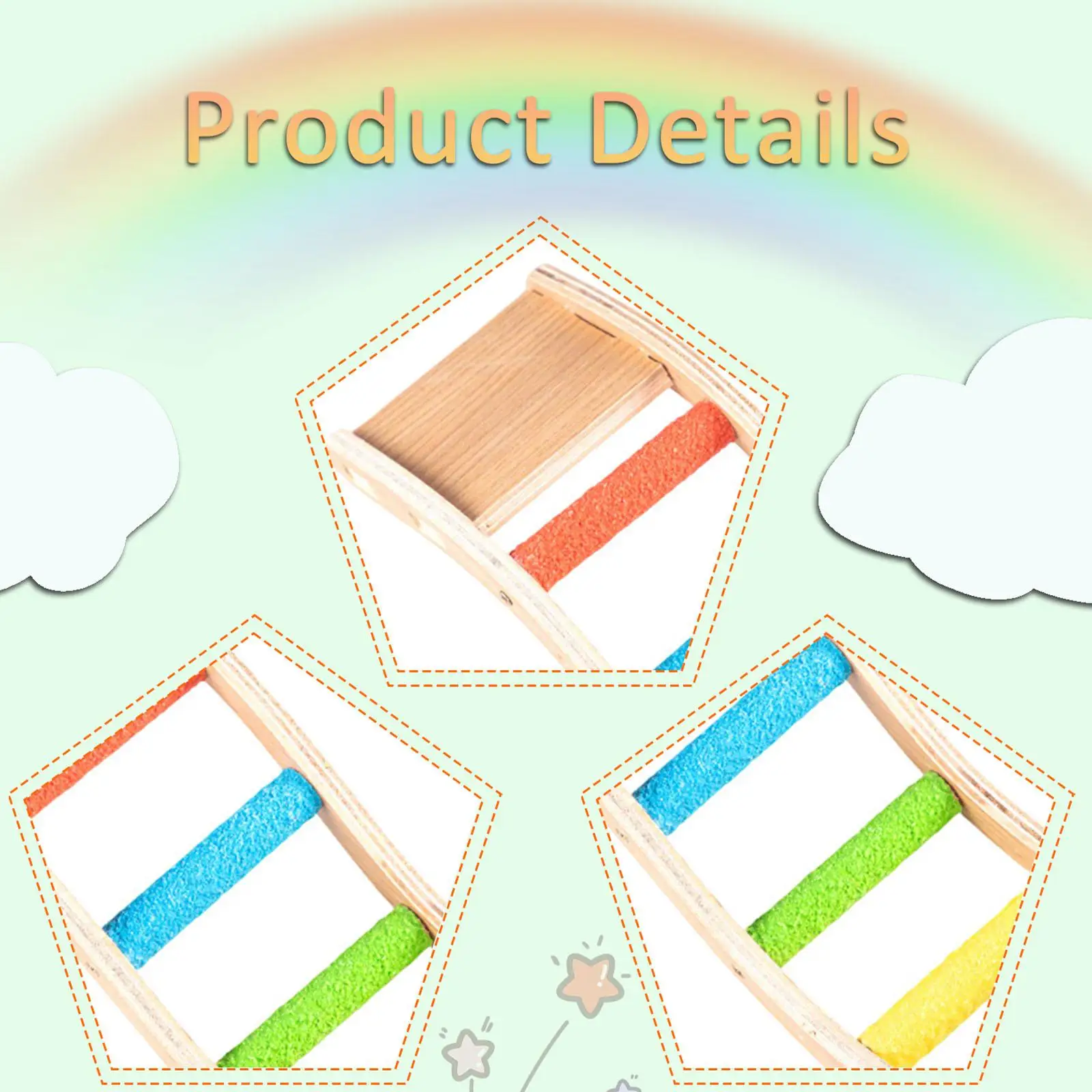 Bird Ladder for Cage Bird Cage Accessory Play Toy Parrot Climbing Ladder Parrot Perch for Conures Budgie Budgies Mice Finches