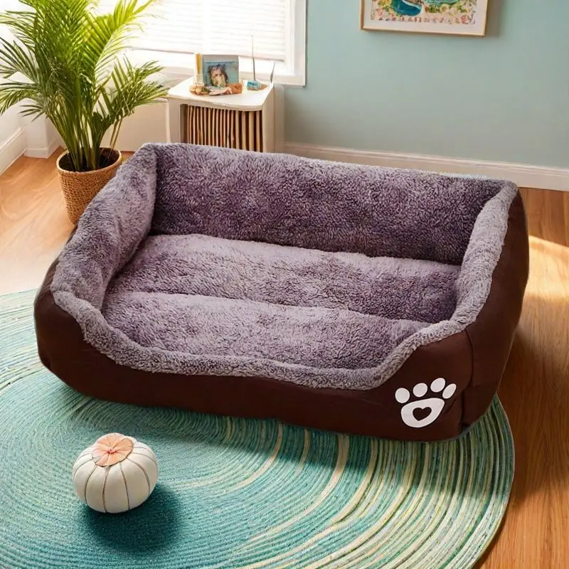 Cestas de talla grande para perros, cachorros y gatos, casa cálida, nido cuadrado de color caramelo, cama para perros, perrera para perros pequeños y medianos - imagen 3