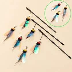 Varita teaser con plumas – Juguete cazamoscas interactivo para gatos