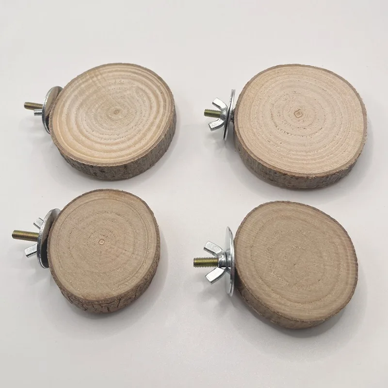 Lindos juguetes de hámster de madera Natural para mascotas pequeñas, estación de loro para pájaros, accesorios de jaula para pájaros colgantes, suministros para mascotas - imagen 4