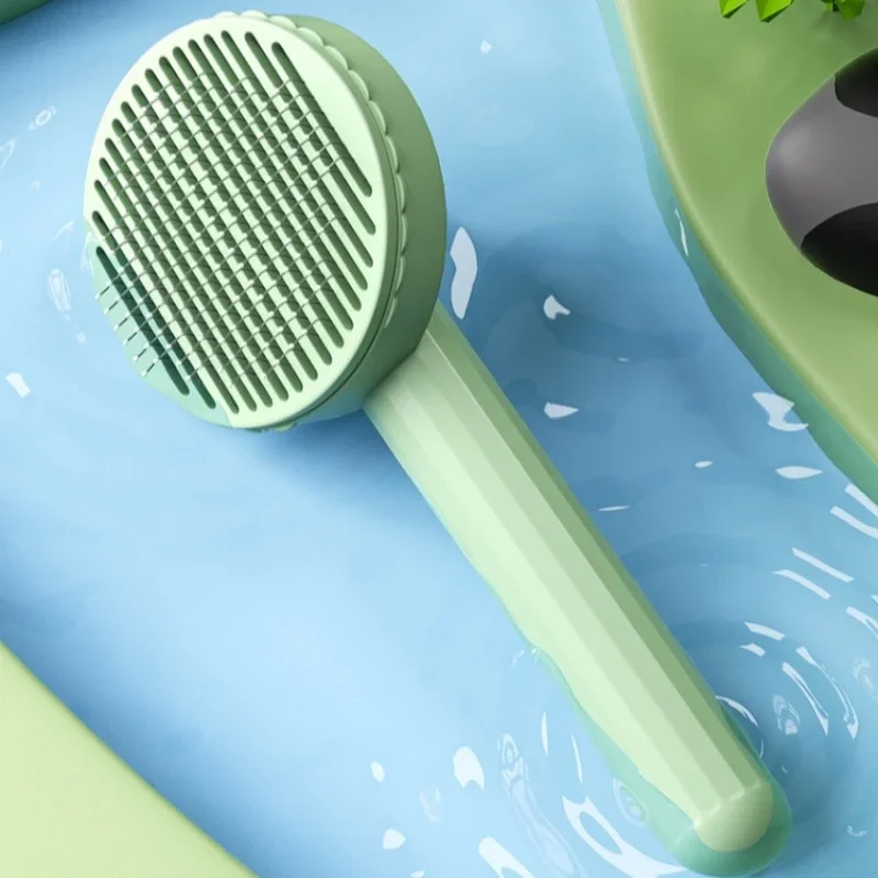 Peine de depilación para mascotas, cepillo rebanador de autolimpieza para gatos y perros, raspador, herramienta de aseo para mascotas, accesorios para gatos - imagen 5