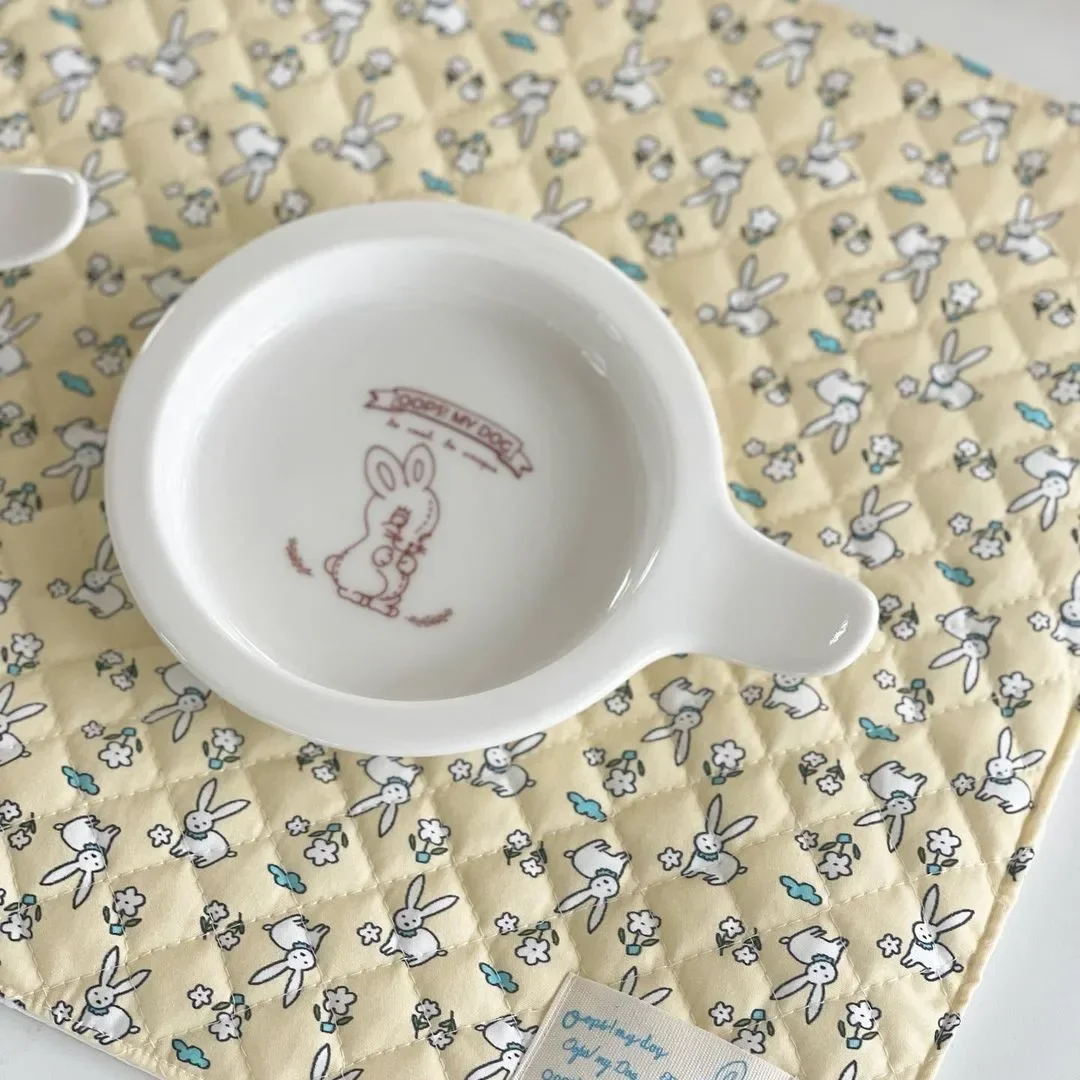 INS-alfombrilla antideslizante para comida de mascotas, tapete de algodón con estampado de dibujos animados para perros y gatos, no incluye cuenco, accesorios para perros, novedad - imagen 2