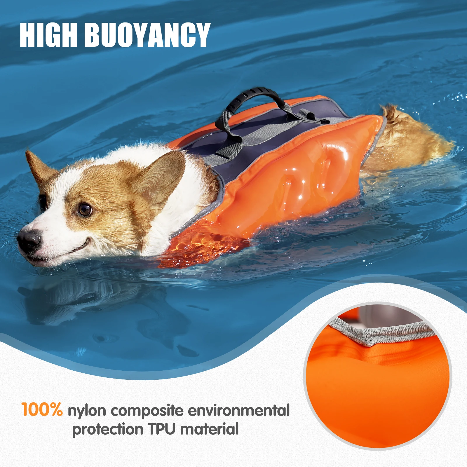 Chaleco salvavidas inflable para perro, traje de baño de seguridad para la playa y la piscina, superflotabilidad, con bomba de aire gratis - imagen 3