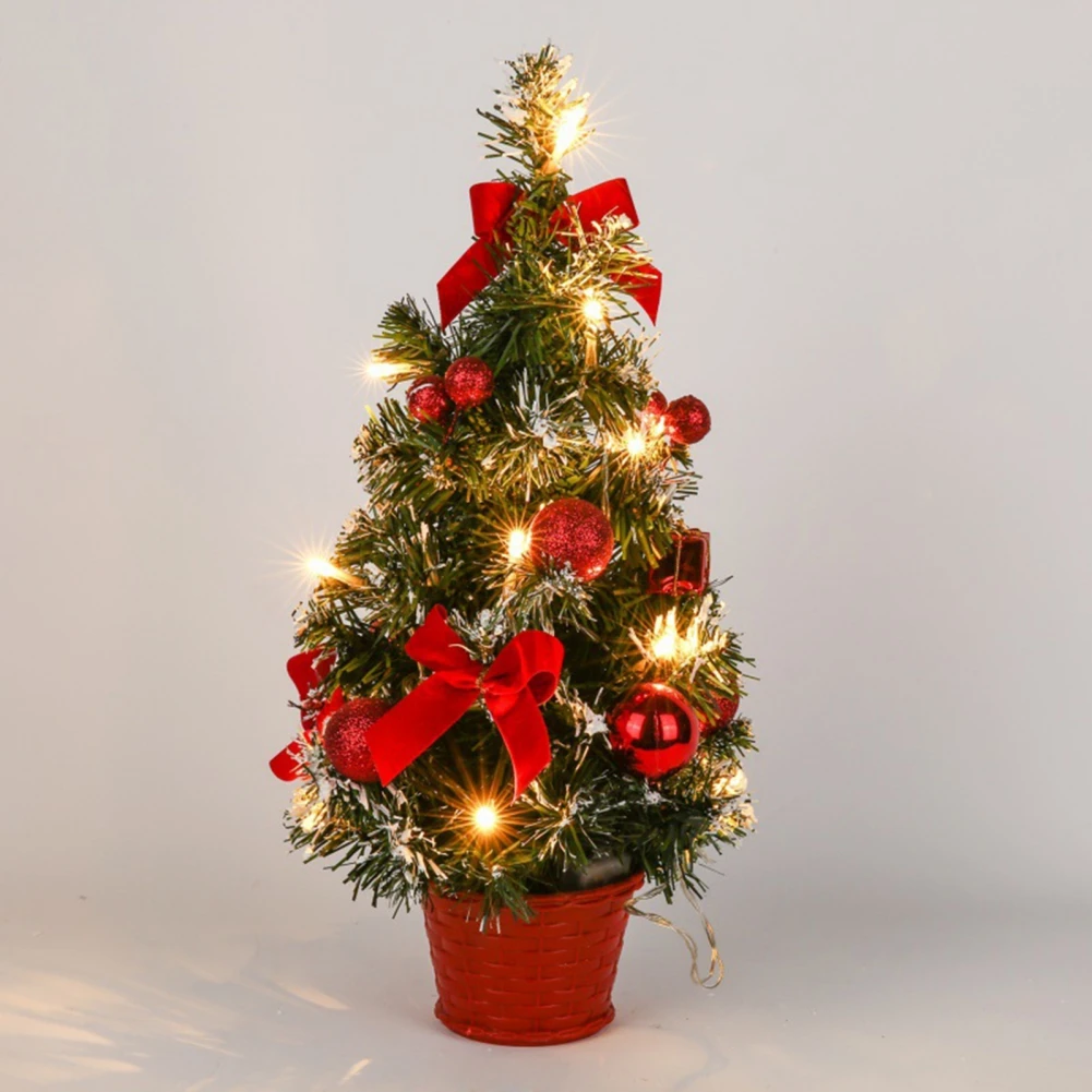 Mini árbol de Navidad Artificial, pequeño Pino brillante, escritorio para el hogar, Año Nuevo, fiesta de Navidad, decoración de mesa, Papá Noel - imagen 5