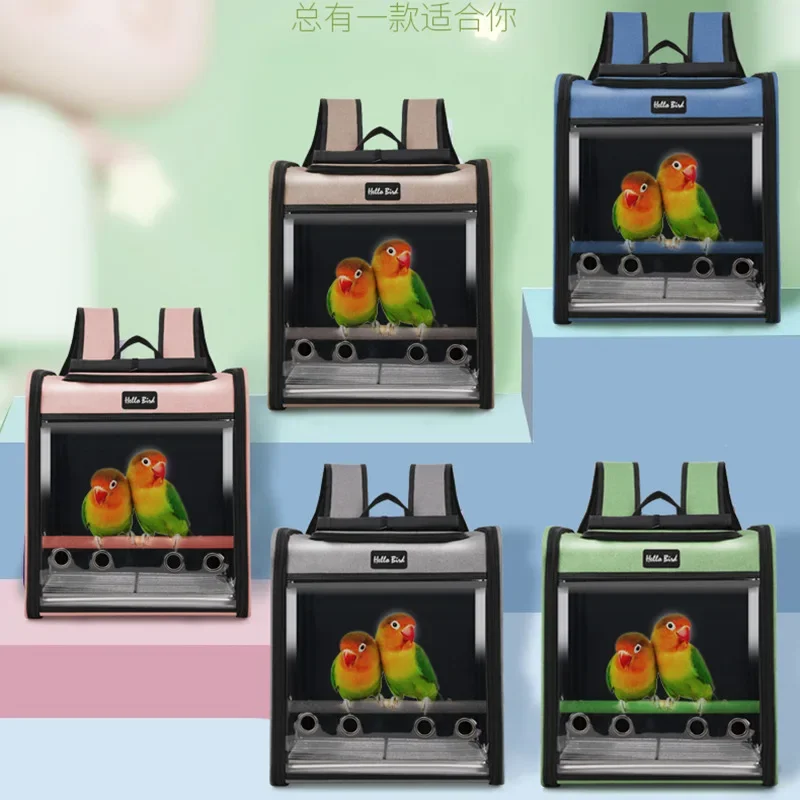 Jaula para pájaros, jaula para loros, bolsa portátil para pájaros, transpirable, doble hombro, mochila para loros, mochila para gatos, mochila para gatos - imagen 2
