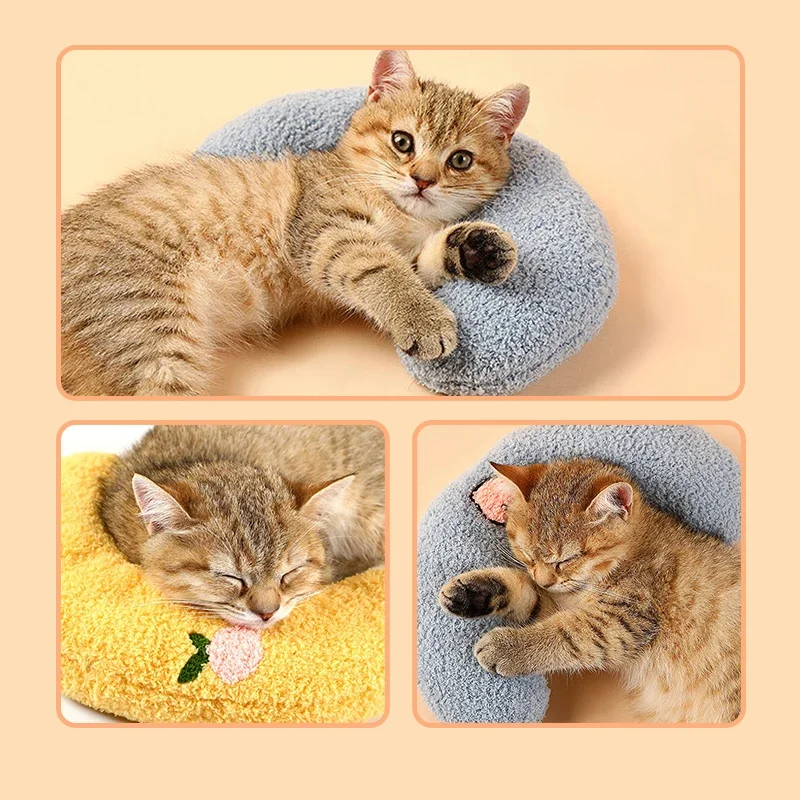 Small Pillow for Pet Cats Dogs Sleeping Mat Neck Guard U-shaped Pillow Soft and Thick Bite Resistant Winter Warm Comfort Pillow - imagen 3
