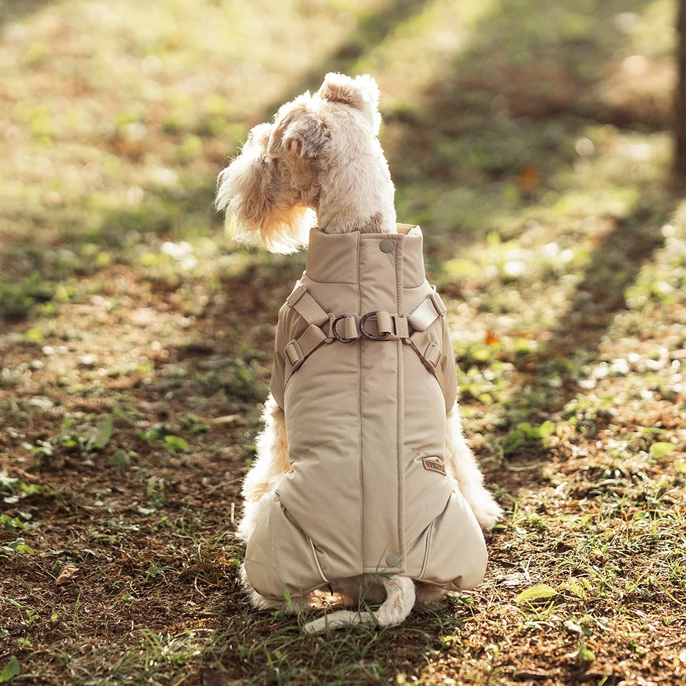 Chaqueta de invierno para perros con arnés, ropa gruesa impermeable y cálida para exteriores para perros pequeños, abrigo acolchado suave para perros, abrigo para mascotas de nieve - imagen 5